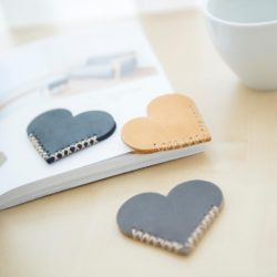 Handmade-suede-leather-heart-bookmark-Korea-leather-tab-5-PCs-set