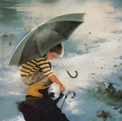 Beautiful-painting-A-boy-is-playing-in-rain-water