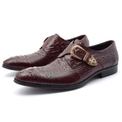 Mens-Embossed-Croc-Effect-Leather-Monk-Strap-Shoes-wine-red