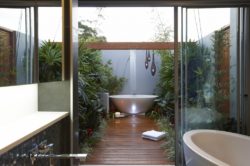 Modern-Outdoor-Bathroom-Ideas-with-Wood-Deck-and-Garden