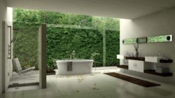 Modern-Outdoor-Shower-Ideas-for-Open-Plan-Bathroom-Design-with-Oval-Tub