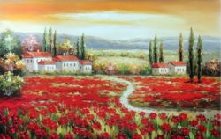 100-Hand-Painted-Canvas-Wall-Art-Decor-Tuscany-Sunset-Italian-Family-Homes-Red-Poppies-Oil-Painting