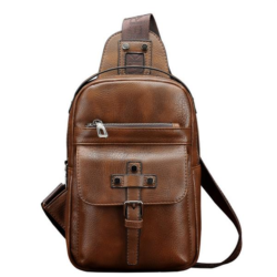 Men Vintage Genuine Leather Chest Bag Leisure Shoulder Bag  FSUEQJK_1