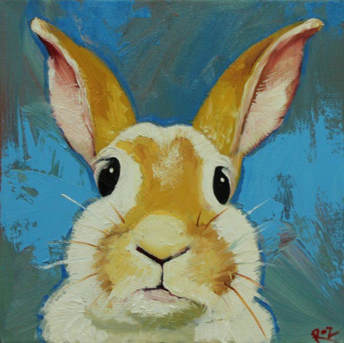bunny-painting-rabbit-art-oil-painting-handmade-8x10-original-art-rabbit-oil-painting