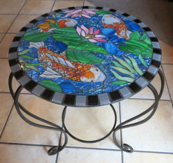 Koi-Pond-17-inch-diameter-wrought-iron-table-stained-glass-and-crash-glass