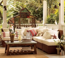 Solid-Wooden-Coffee-Table-with-White-Pillars-for-Elegant-Outdoor-Living-Ideas-on-a-Budget-with-White-Toss-Pillows-615x554