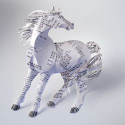 Gail Armstrong paper sculpture of horse made from receipts