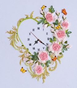 Free-shipping-DIY-kit-ribbon-embroidery-stitch-upgrade-paintings-watches-heart-to-send-single-bell-wall