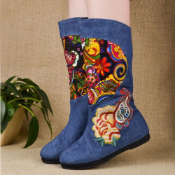 Fashion-Chinese-embroidery-Autumn-boots-women-flat-heel-canvas-boot-shoes-woman-Cotton-Sole