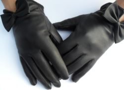2015-winter-brand-gloves-wrist-lady-genuine-sheepskin-leather-gloves-black-color-bow-winter-warm-glove