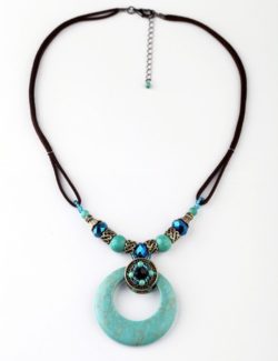 New-Arrival-Vintage-Big-Stone-Pendant-Leather-Chain-Ethnic-Trend-Women-Necklace-Whole-sale-And-Retail