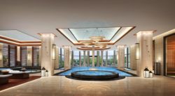 awesome-white-brown-wood-glass-modern-design-basement-swimming-pools-interior-chandelier-walled-candle-wall-lamp-at-house-with-home-swimming-pools-plus-swimming-pool-design-ideas