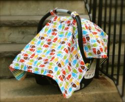 henry reversible owls and stripes infant carseat canopy - tent- cover-f28783