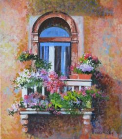 Floral-Balcony-2-Venice-Painting-by-Chitra-Vaidya