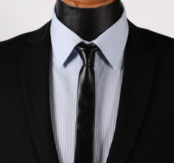 LET2-black-Leather-Tie-Casual-Classic-Fashion-Skinny-Slim-Solid-Men-Necktie
