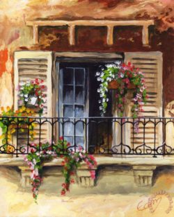 Balcony Of Ferrara Painting by Edit Voros; Balcony Of Ferrara Art Print for sale
