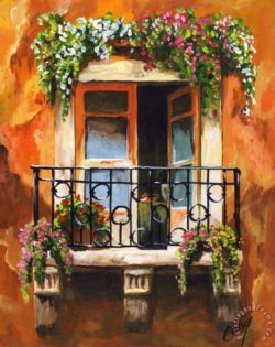 Balcony Of Livorno Painting by Edit Voros; Balcony Of Livorno Art Print for sale