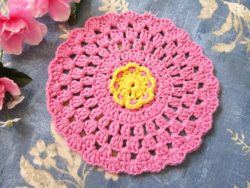 crocheted dishcloth_vintage rose