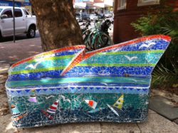 sail board mosaic design seat narrabeen