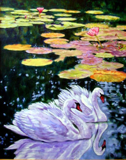two-swans-in-the-lilies-john-lautermilch