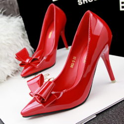 New-Elegant-Patent-Leather-Bow-Women-Pumps-Sexy-Pointed-Toe-Thin-Heels-Office-Shoes-Sexy-Ladies