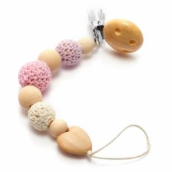 Pafifier clip crochet wood beads
