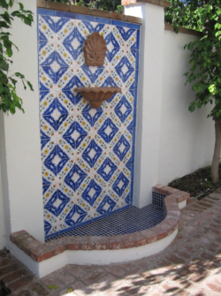 mosaic tile outdoor fountain