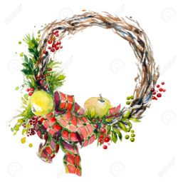 33200415-hand-painted-watercolor-wreath-Christmas-decoration--Stock-Photo