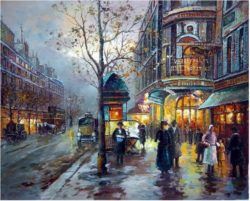 Oil-painting-landscape-street-scenes-of-Paris-24-x24-Guaranteed-100-Free-shipping