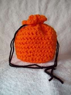 Pumpkin Crochet Drawstring Bag