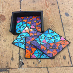 Set-Of-4-Handmade-Abstract-Rainbow-Mosaic-Coasters
