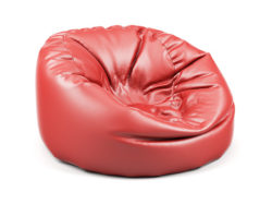 Red soft leather beanbag isolated