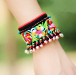 Original-Colored-Floral-font-b-Embroidery-b-font-Cute-Silvery-Bells-Turquoise-Beads-Wide-Fabric-Bangles
