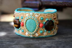 turquoise-and-tigers-eye-bead-embroidery-bracelet-beadwork-cuff-bracelet-tiger-eye-cuff-wide-bracelet-gift-trendy-neutrals-gift-idea-for-her