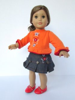 Denim-skirt-t-shirt-for-american-girl-doll