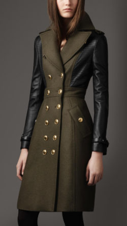 burberry-dark-khaki-green-leather-sleeve-coat-product-1-4782182-955891641