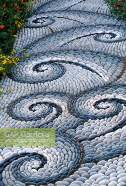 Detail of pebble mosaic path by Maggy Howarth