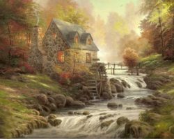 Oil-painting-Foothill-Autumn-Mill-house-river-24x36Inch-Guaranteed-100-Free-shipping