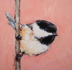 Chickadee oil painting