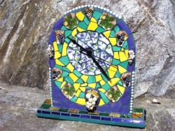 Wine-OClock-Mosaic-Mantle-Clock-Sold