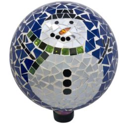 Mosaic+Snowman+Glass+Gazing+Globe