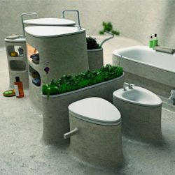 Concrete-Bathroom-Design-Decorated-with-Planter-600x602