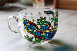 big-coffee-mug-painted-large-mug-colorful-lizard-mug-mosaic-cup-large-mugs-bright-mug-multicolored-mug-handmade-glass-mug-large-cup
