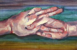 holding hand oil painting