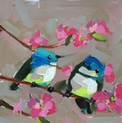 Handmade-Abstract-font-b-Birds-b-font-Two-Cerulean-Warblers-Have-a-Relax-in-the-Pink