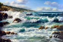 attractive-sea-wave-hit-beach-oil-painting