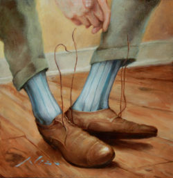 Surreal-Oil-Painting-of-a-Mans-Shoes-with-Floating-Shoelaces-by-Artist-Nico