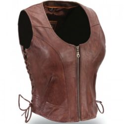 Women Fashion Brown Leather Vest Made By Leather Rider-500x500