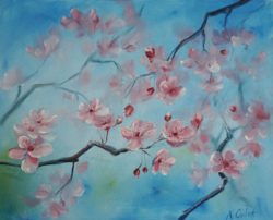 cherry-blossoms-oil-painting-16-20-by-Nadia-Gurkova