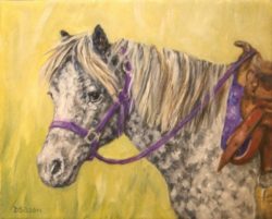 grey_pony_oil_painting_welsh_pet_art_western_horse_ride_saddle
